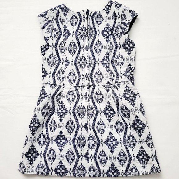 Genuine Kids From OshKosh B'gosh Jacquard Romper Dress White & Navy Blue Size 4T - Picture 4 of 12